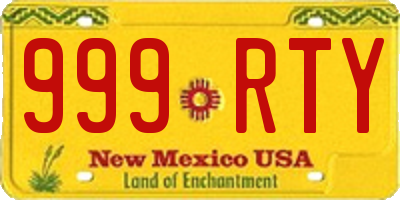 NM license plate 999RTY