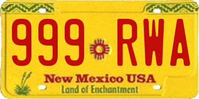 NM license plate 999RWA