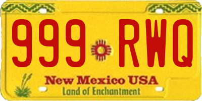 NM license plate 999RWQ