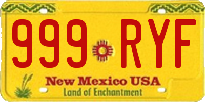 NM license plate 999RYF