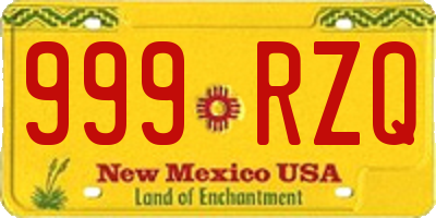 NM license plate 999RZQ