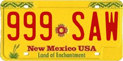 NM license plate 999SAW