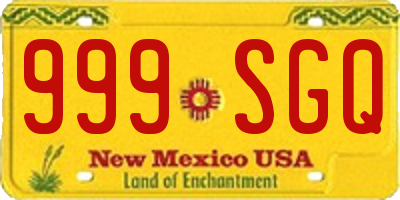 NM license plate 999SGQ