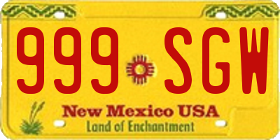 NM license plate 999SGW