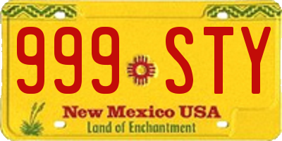 NM license plate 999STY