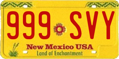 NM license plate 999SVY