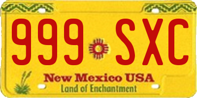 NM license plate 999SXC