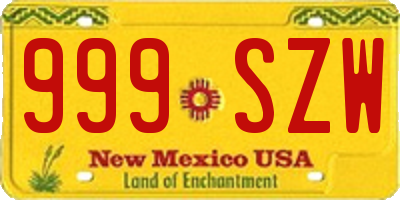 NM license plate 999SZW