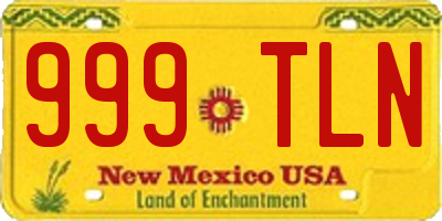NM license plate 999TLN