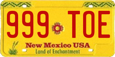 NM license plate 999TOE