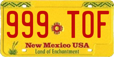 NM license plate 999TOF