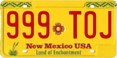 NM license plate 999TOJ