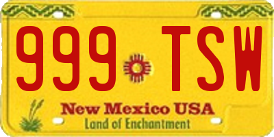 NM license plate 999TSW