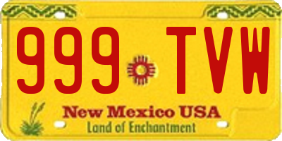 NM license plate 999TVW
