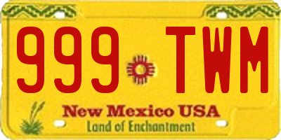 NM license plate 999TWM