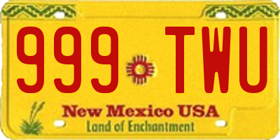 NM license plate 999TWU