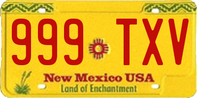 NM license plate 999TXV