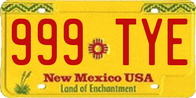 NM license plate 999TYE