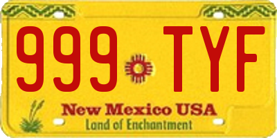 NM license plate 999TYF
