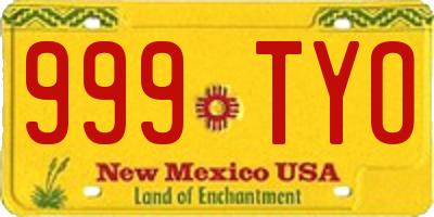 NM license plate 999TYO