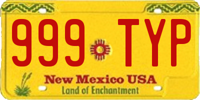 NM license plate 999TYP