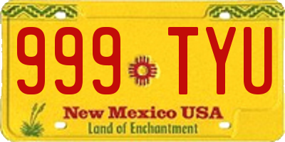 NM license plate 999TYU