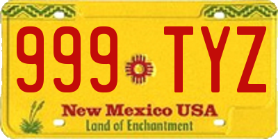 NM license plate 999TYZ