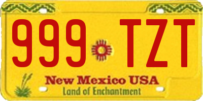 NM license plate 999TZT