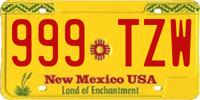 NM license plate 999TZW