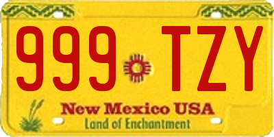 NM license plate 999TZY