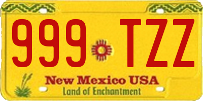 NM license plate 999TZZ