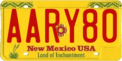 NM license plate AARY80