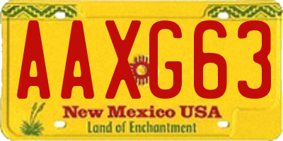 NM license plate AAXG63