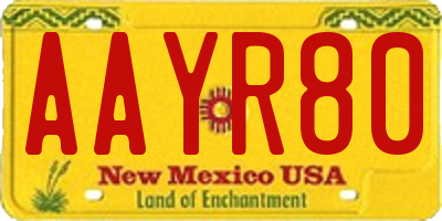 NM license plate AAYR80