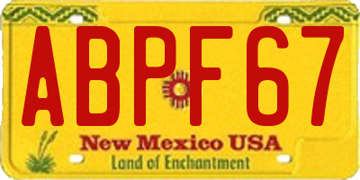 NM license plate ABPF67