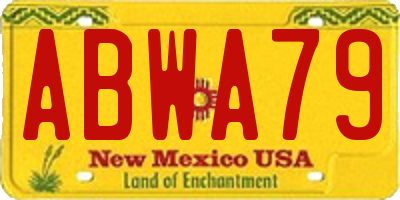 NM license plate ABWA79