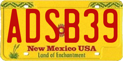 NM license plate ADSB39