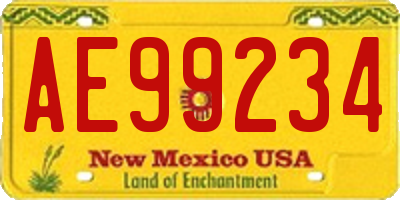 NM license plate AE99234