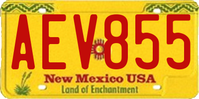 NM license plate AEV855