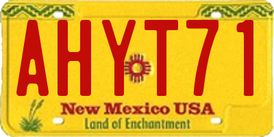 NM license plate AHYT71