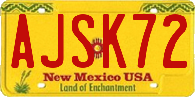 NM license plate AJSK72