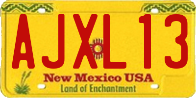 NM license plate AJXL13