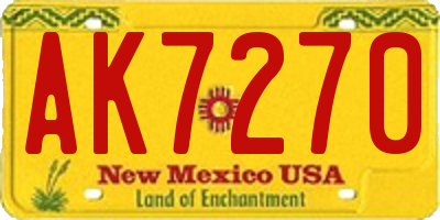 NM license plate AK7270