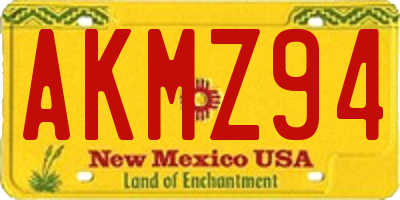 NM license plate AKMZ94