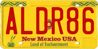 NM license plate ALDR86