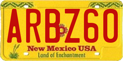 NM license plate ARBZ60