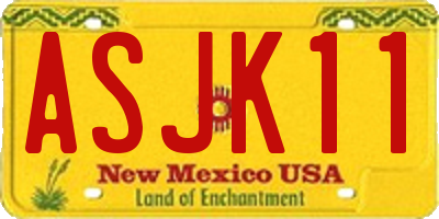 NM license plate ASJK11