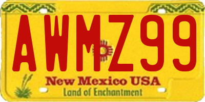 NM license plate AWMZ99