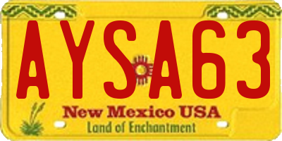 NM license plate AYSA63