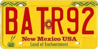 NM license plate BATR92